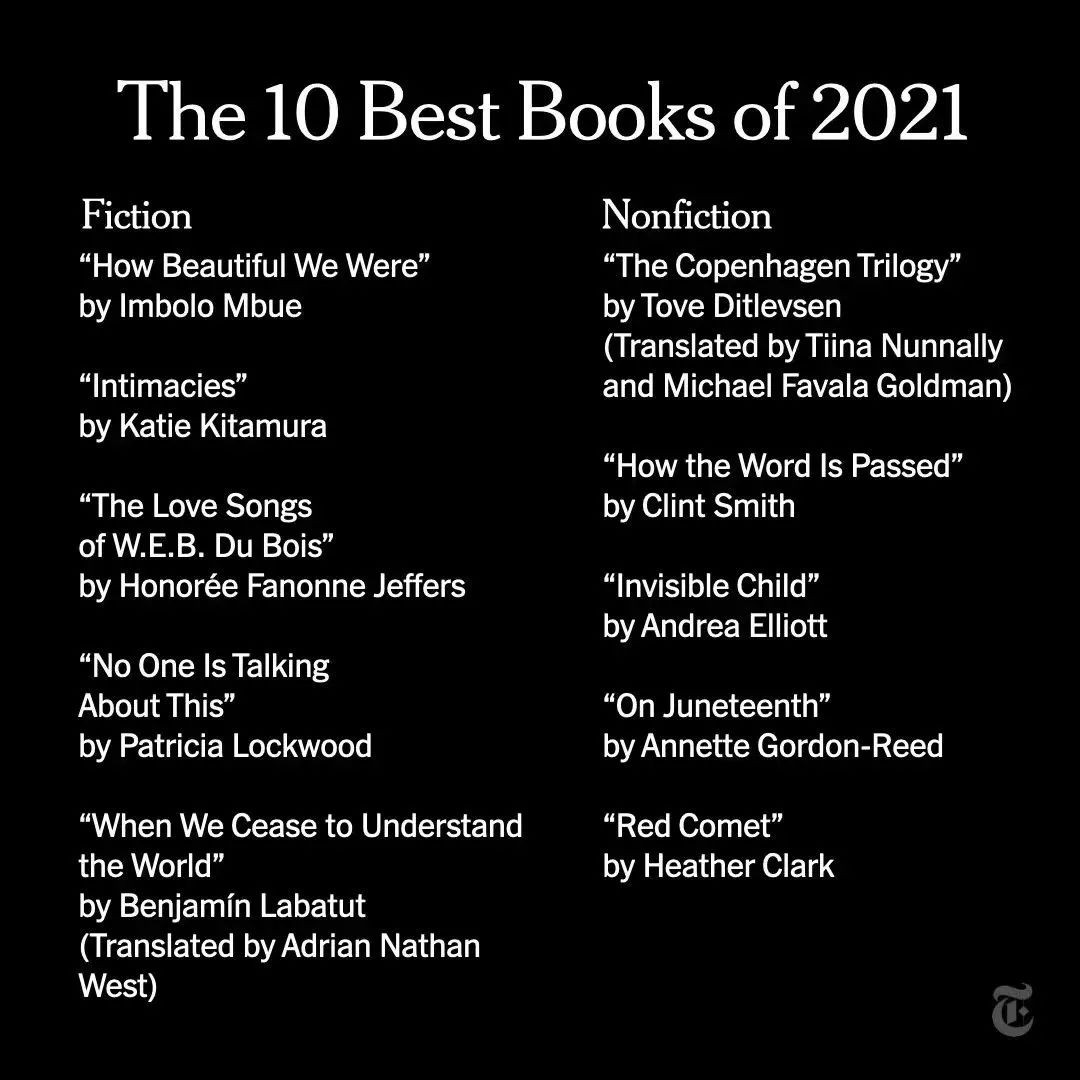新年书单来袭！《纽约时报》2021年度十大好书出炉，赶快收藏阅读！