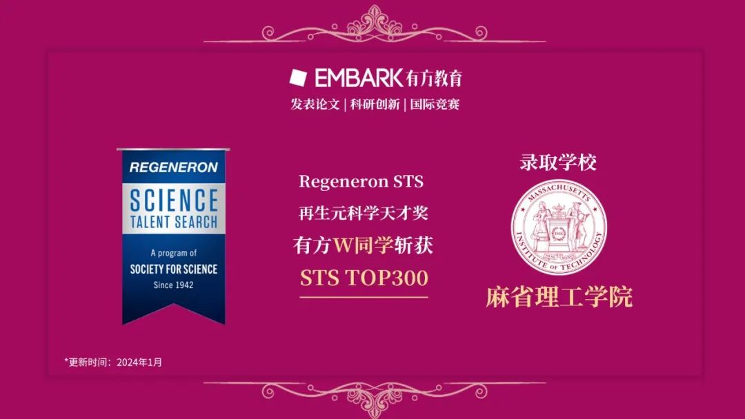 炸裂！STS Top40今日揭晓！恭喜2位有方学子荣耀入围，登顶学术之巅！