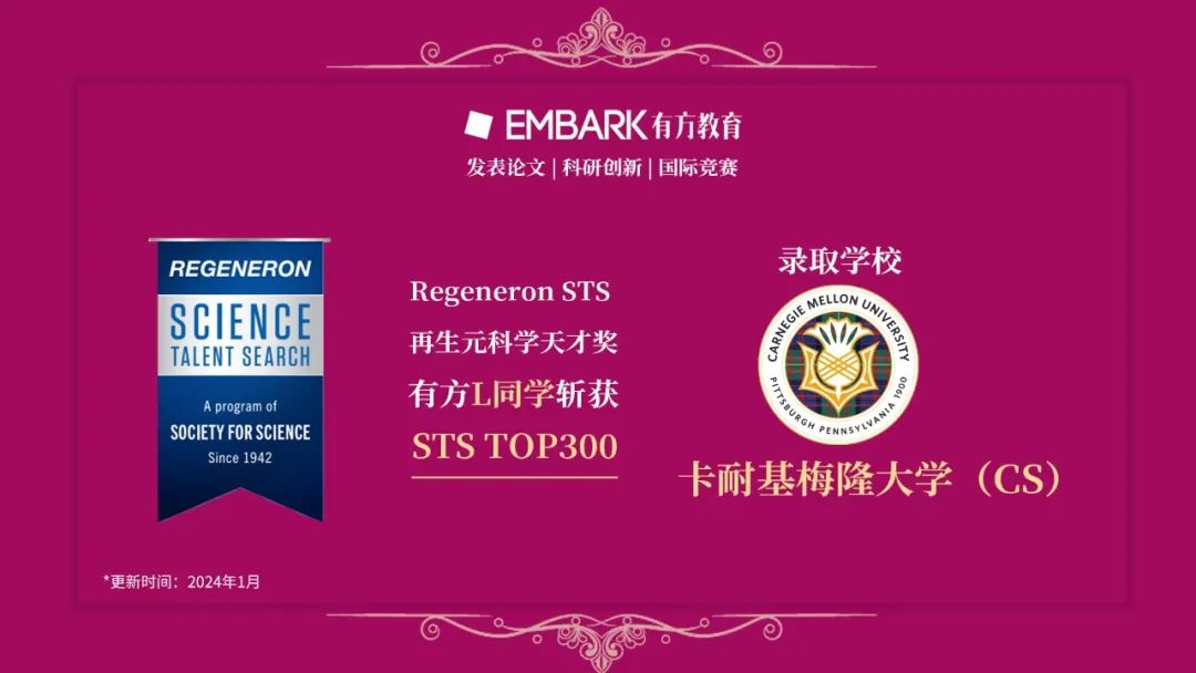 炸裂！STS Top40今日揭晓！恭喜2位有方学子荣耀入围，登顶学术之巅！